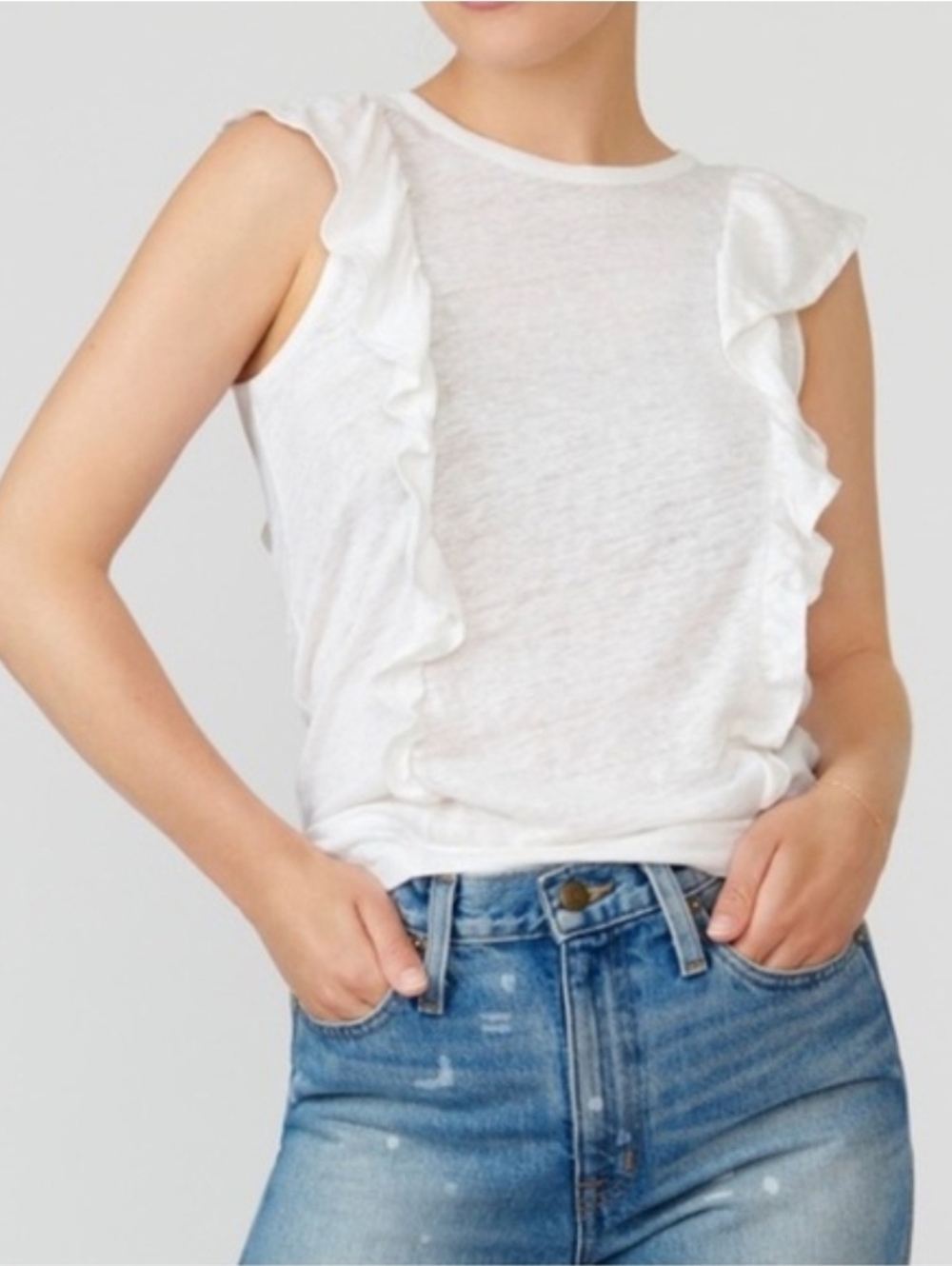 J Crew linen ruffle tank top